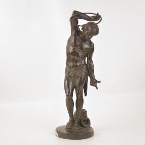 Georges P.  Clere (1829-1901) L'Histrion Sculpture En Bronze à Patine Noir 19ème