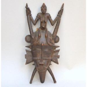 Masque Cote d'Ivoire Senoufo En Bois Sculpté