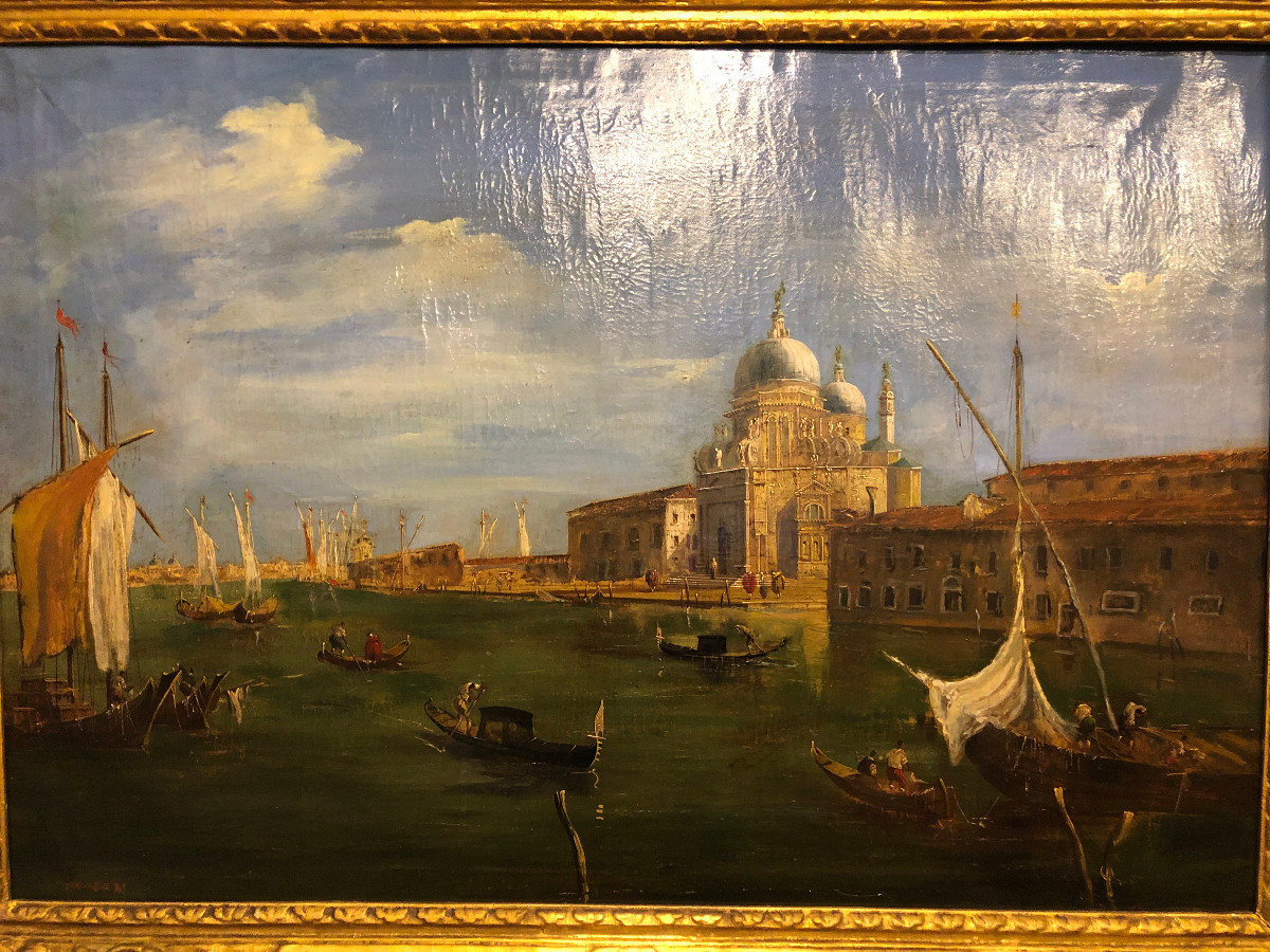 View Of Venice, Oil On Canvas, In Its Original Frame, Italy, First Half Of The 19th Century -photo-2