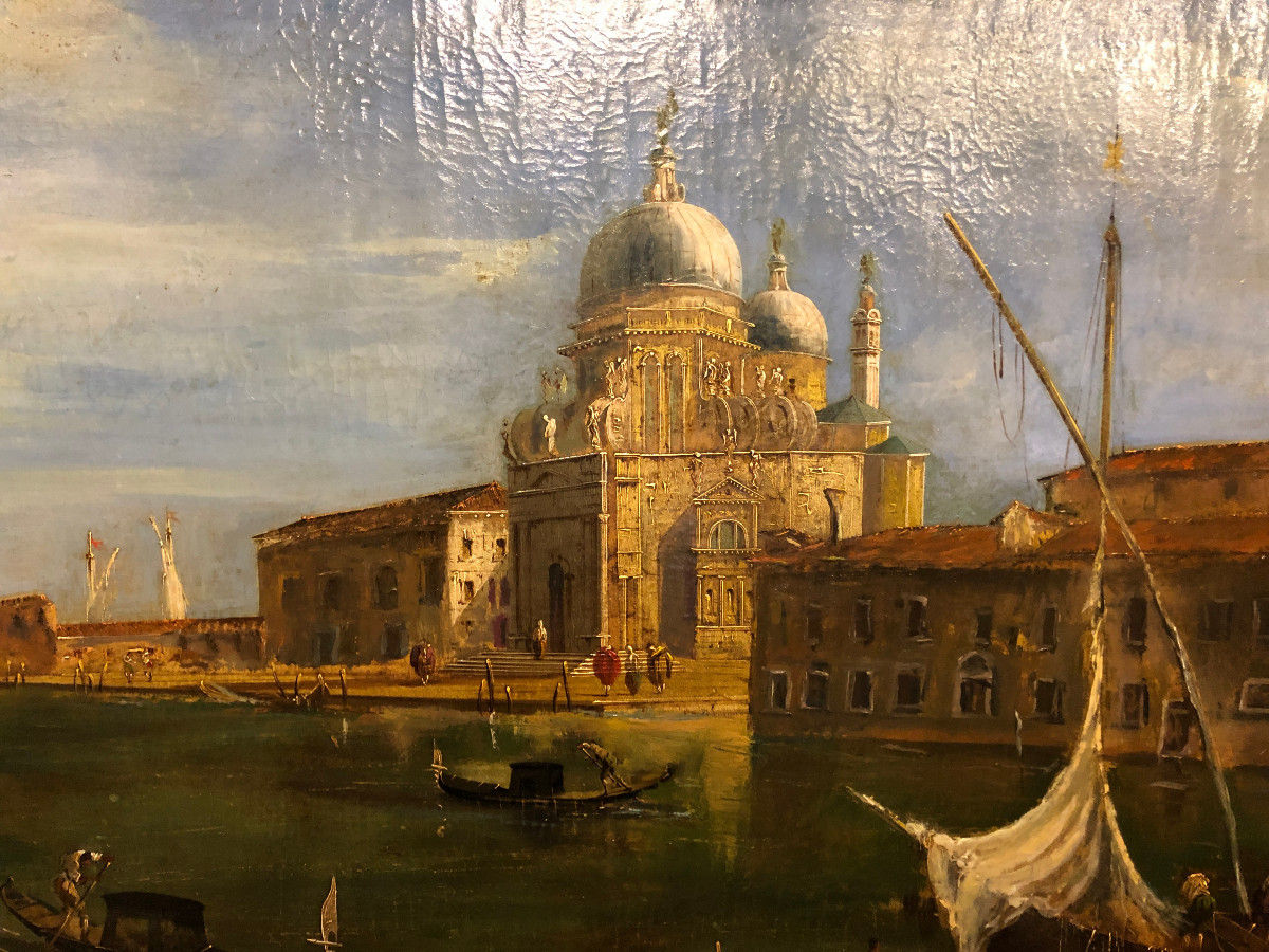 View Of Venice, Oil On Canvas, In Its Original Frame, Italy, First Half Of The 19th Century -photo-3