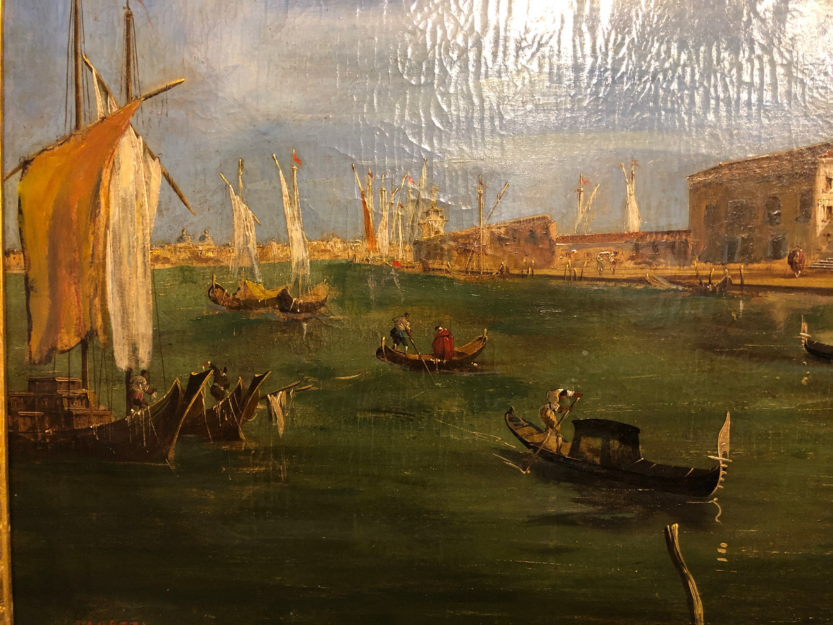 View Of Venice, Oil On Canvas, In Its Original Frame, Italy, First Half Of The 19th Century -photo-5
