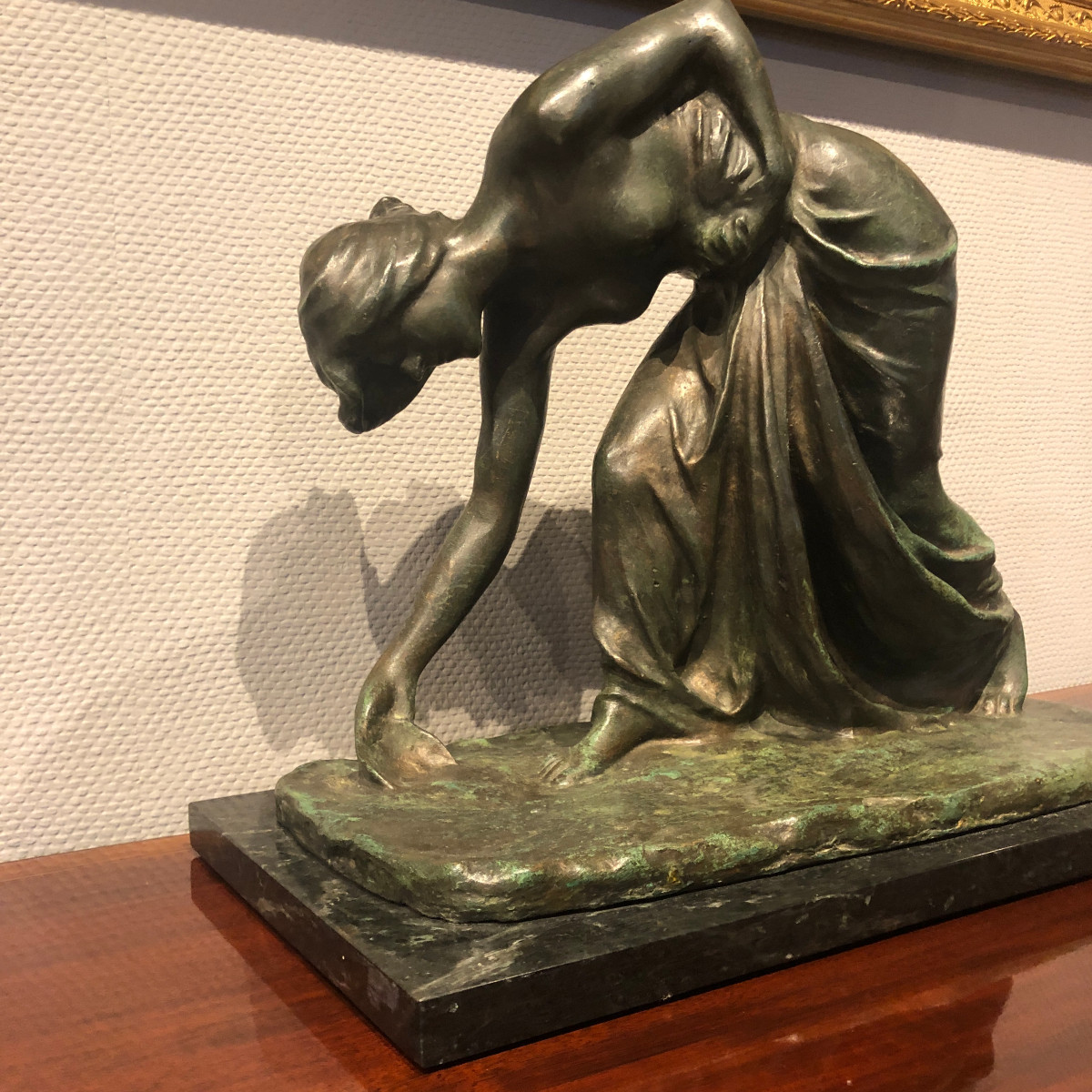 Bronze Bust Of A Woman Drawing Water, Art Nouveau-photo-2