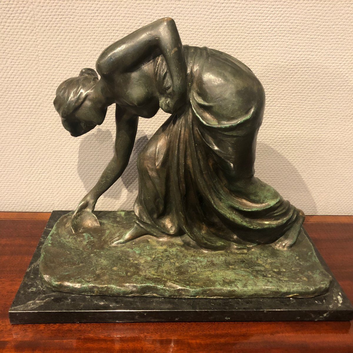 Bronze Bust Of A Woman Drawing Water, Art Nouveau-photo-4