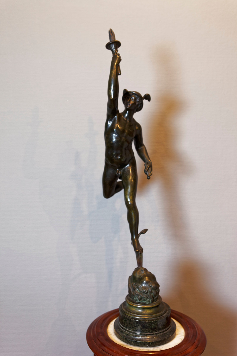 Statue en bronze Représentant HERMES  d'apres Giambolognia, XIV siècle-photo-2