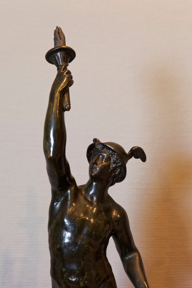 Statue en bronze Représentant HERMES  d'apres Giambolognia, XIV siècle-photo-4
