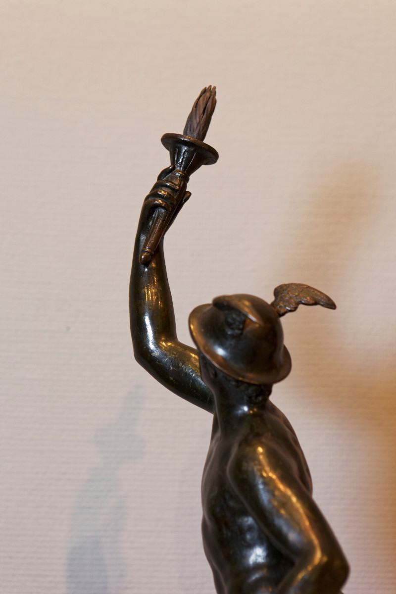 Statue en bronze Représentant HERMES  d'apres Giambolognia, XIV siècle-photo-3