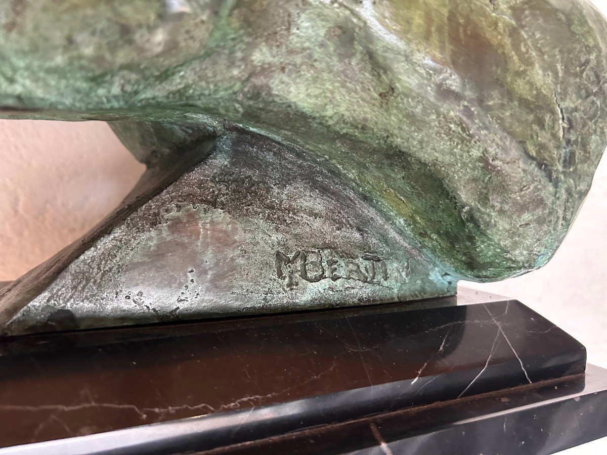 Statuette en bronze représentant deux têtes de lévriers,  ART DÉCO ca. 1920/30-photo-3