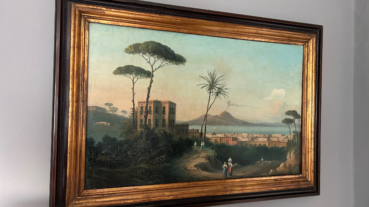 Paysage italien représentant le golfe de Naples et le Vésuve, XIX siécle-photo-6