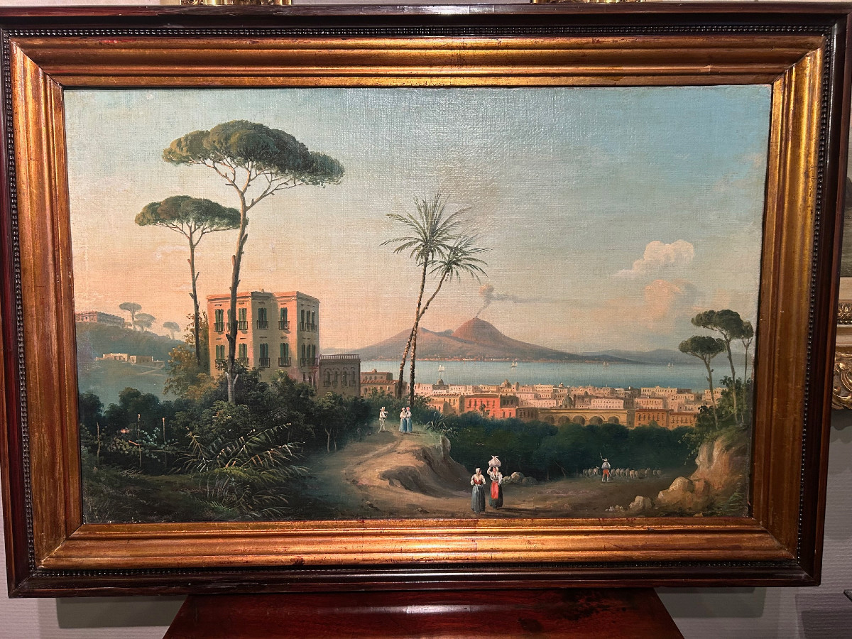 Paysage italien représentant le golfe de Naples et le Vésuve, XIX siécle