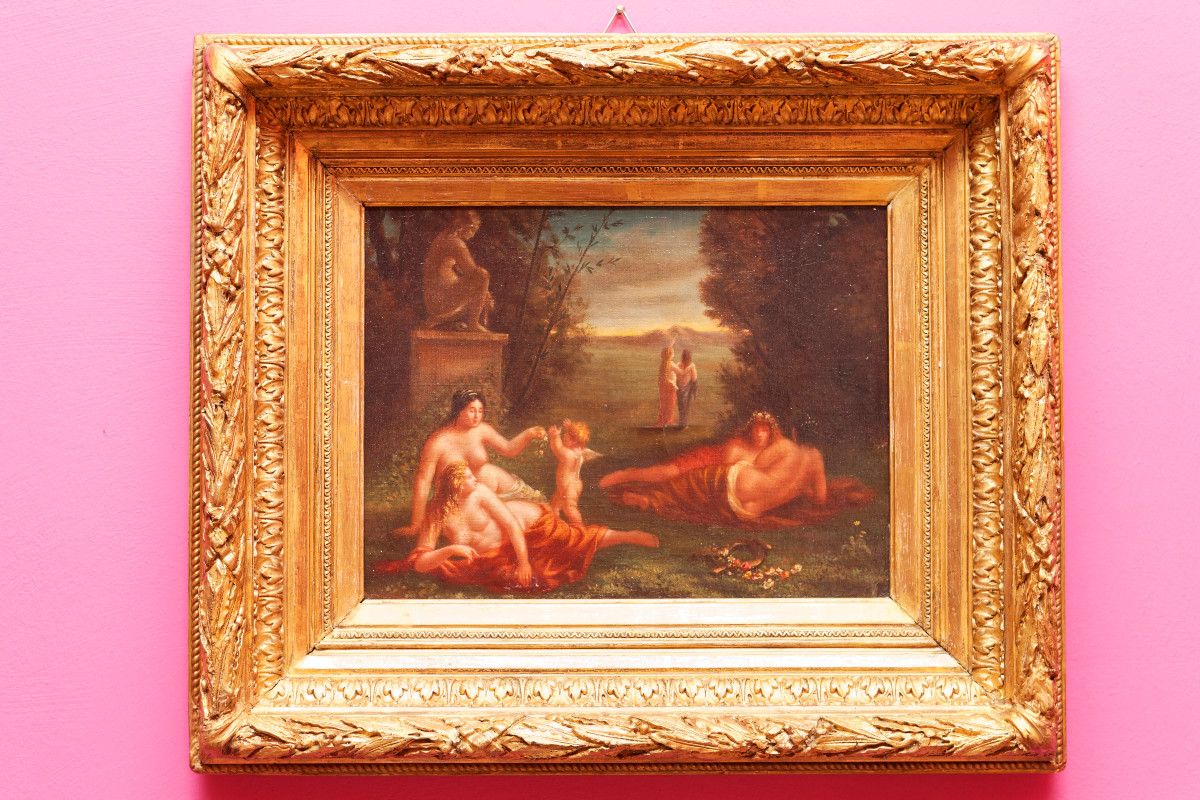 Oil Painting "the Bathers", Early 19th Century-photo-1