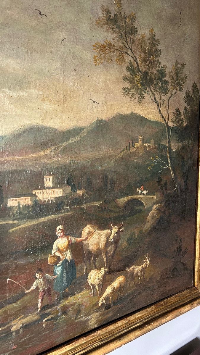 Un tableau de paysage de l'école véntienne ancienne, XVII siécle-photo-3