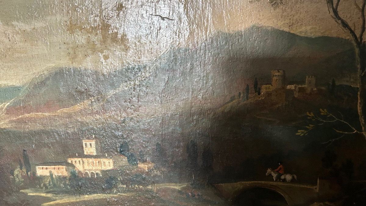 Un tableau de paysage de l'école véntienne ancienne, XVII siécle-photo-3