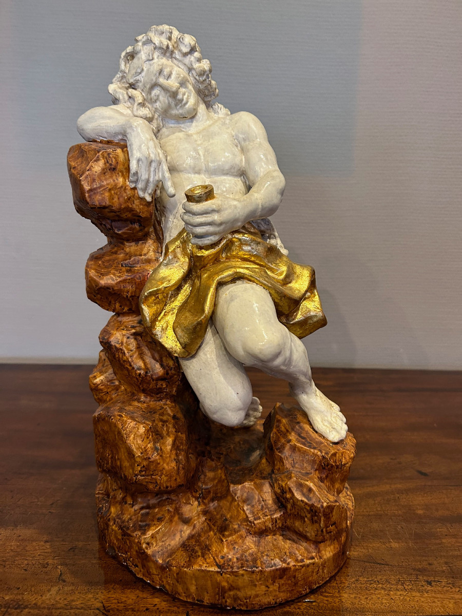 Hand-carved Wooden Sculpture Depicting Bacchus, 19th Century-photo-2