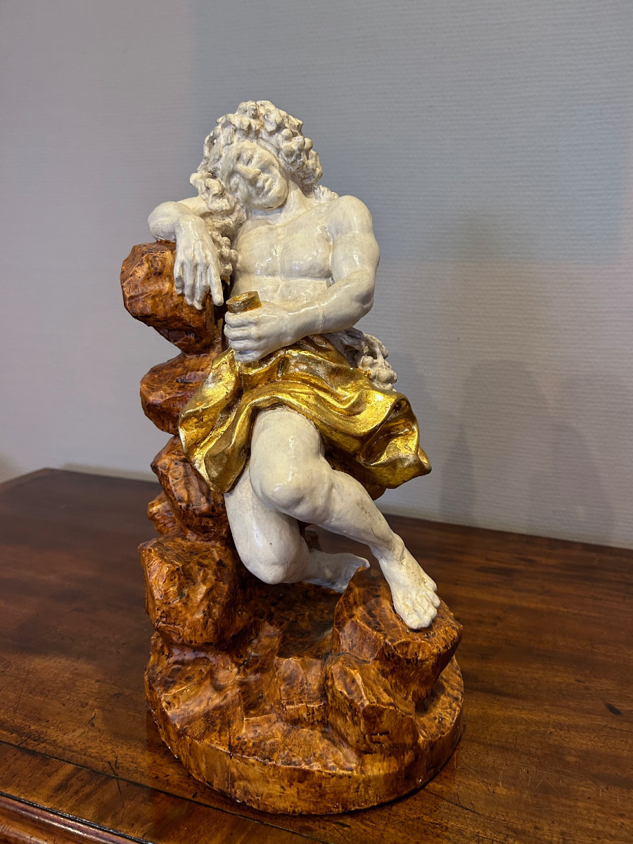 Hand-carved Wooden Sculpture Depicting Bacchus, 19th Century