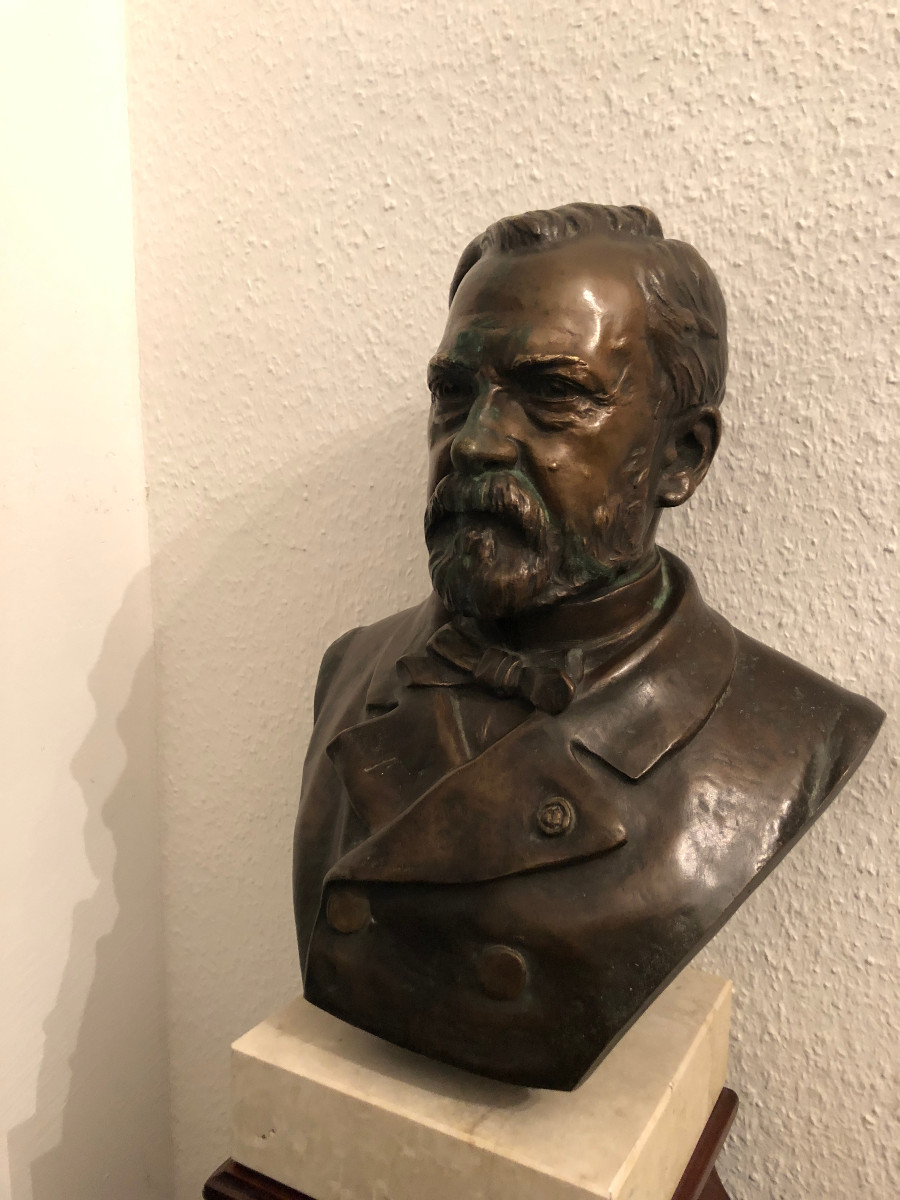 Buste en bronze de LOUIS PASTEUR, XIX siécle-photo-2