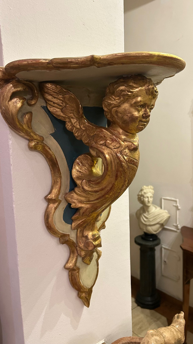 18th Century Venetian Lacquered And Gilded Wall Console-photo-3