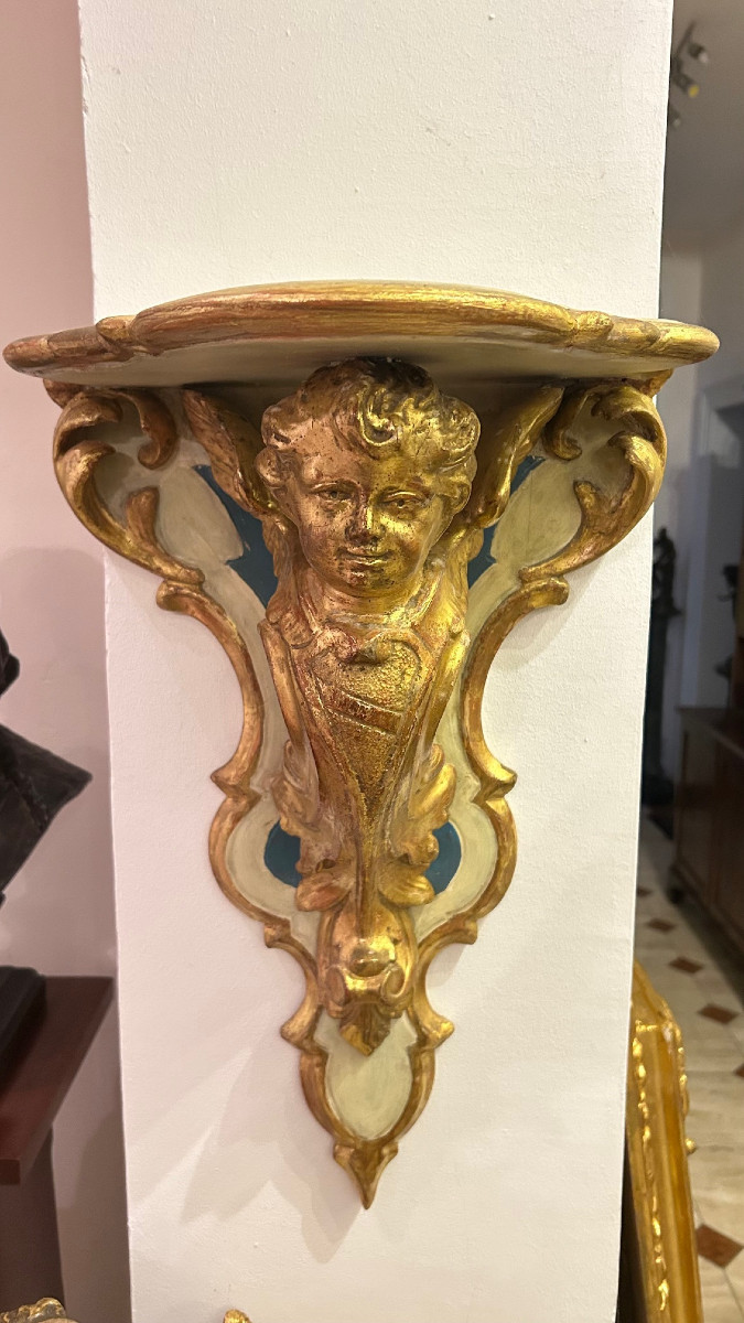 18th Century Venetian Lacquered And Gilded Wall Console-photo-2