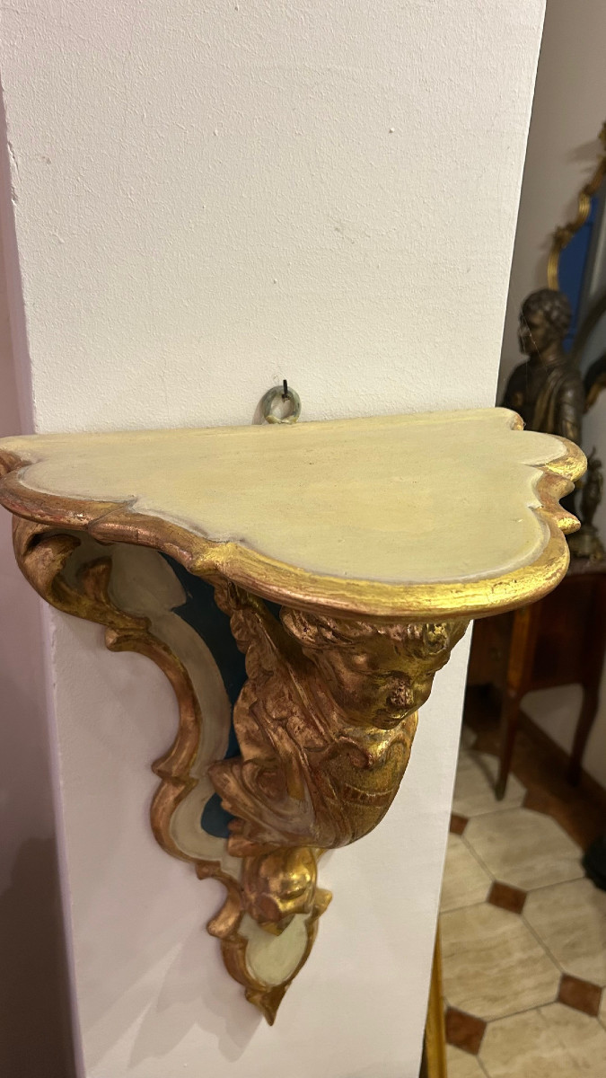 18th Century Venetian Lacquered And Gilded Wall Console-photo-3