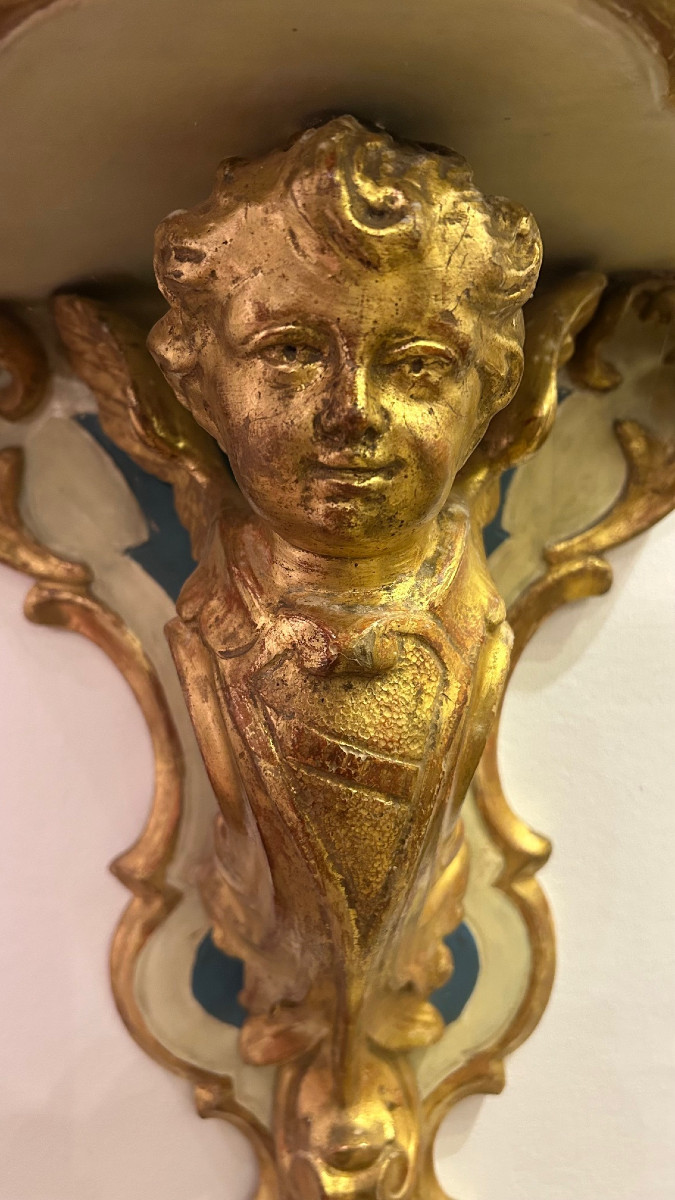 18th Century Venetian Lacquered And Gilded Wall Console-photo-4