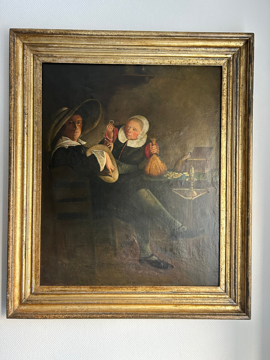 Portrait Of A Salesgirl With A Customer, 17th Century Flanders