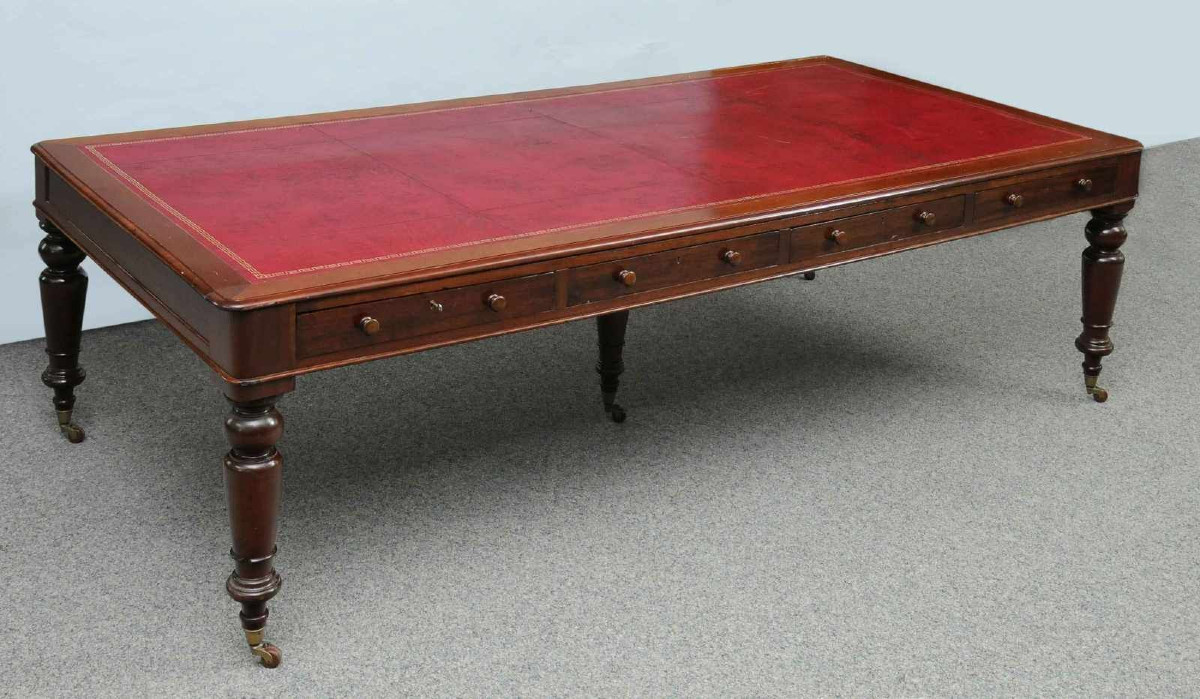 Très grand bureau bibliothèque anglais fabriqué en acajou, XIX siècle