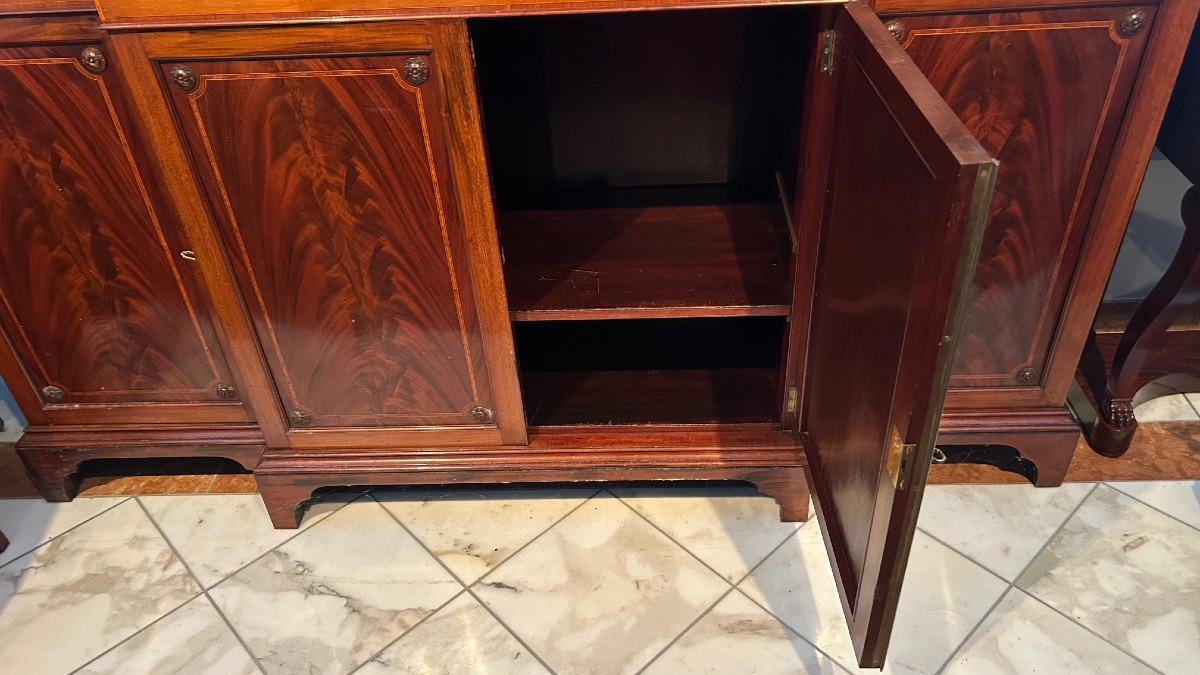 Inlaied Mahogany Dome Top Bookcase, Victorian Period-photo-6