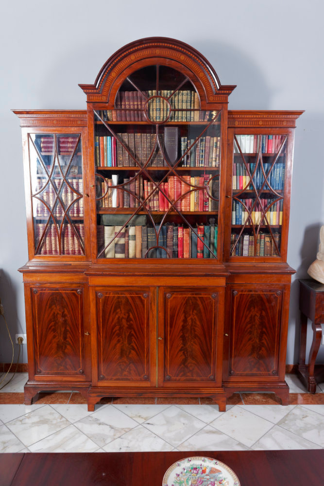 Inlaied Mahogany Dome Top Bookcase, Victorian Period
