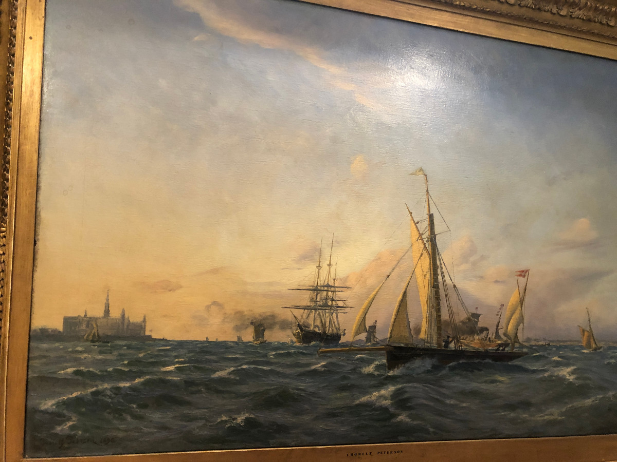 Very Large Oil On Canvas Marine Painting In An Ore Wood Frame, 19th Century-photo-3