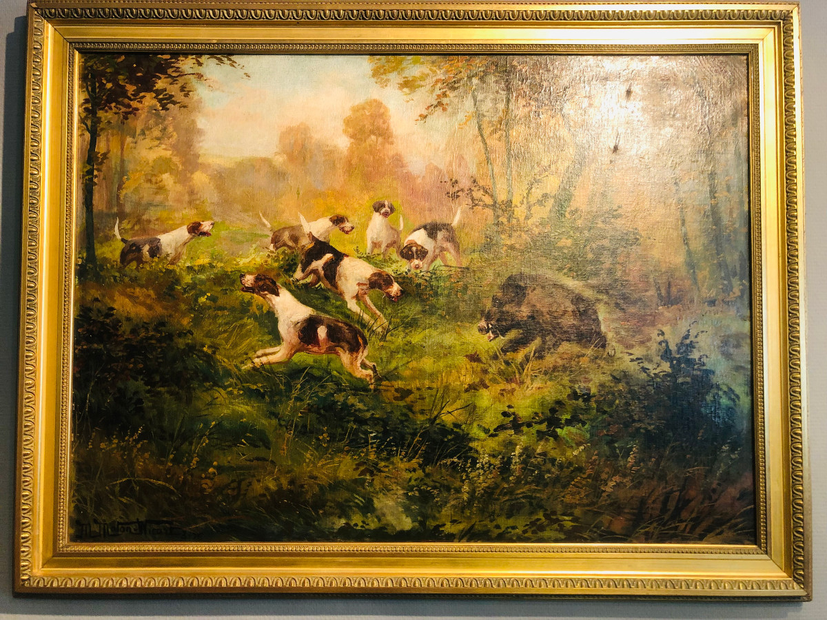 Oil Painting " Wild Boar Hunting"-photo-2