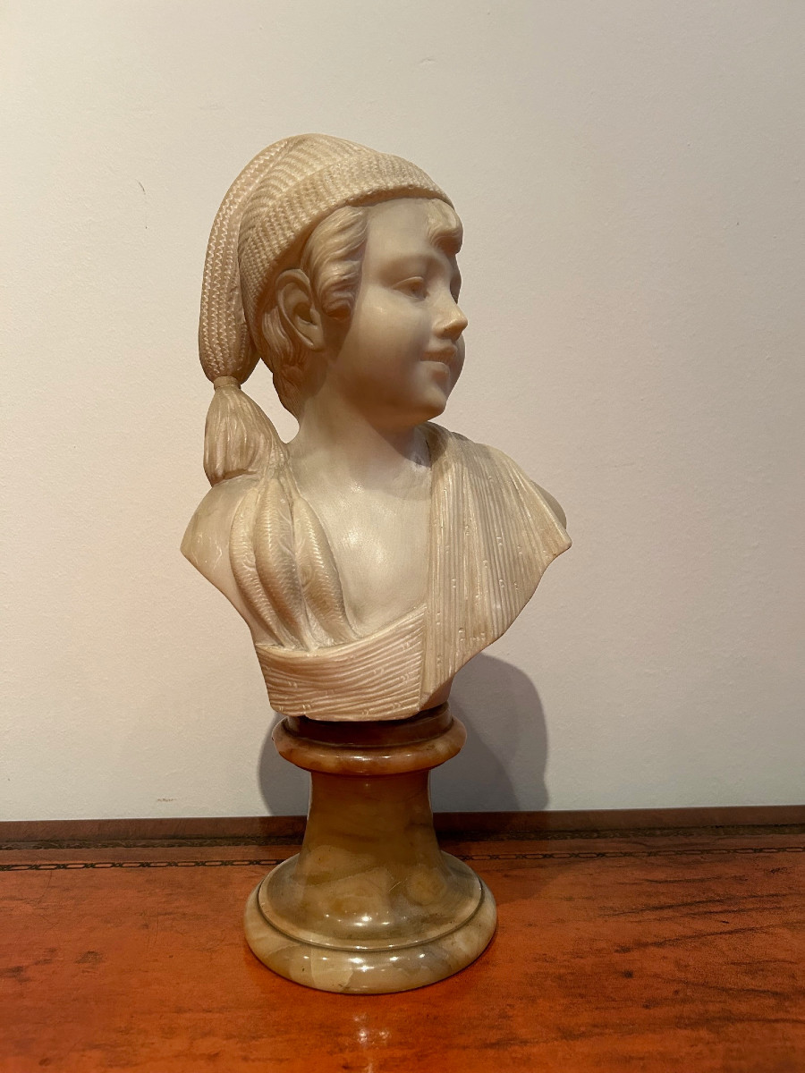 Buste en marbre d'un garçon du XIX siécle-photo-1