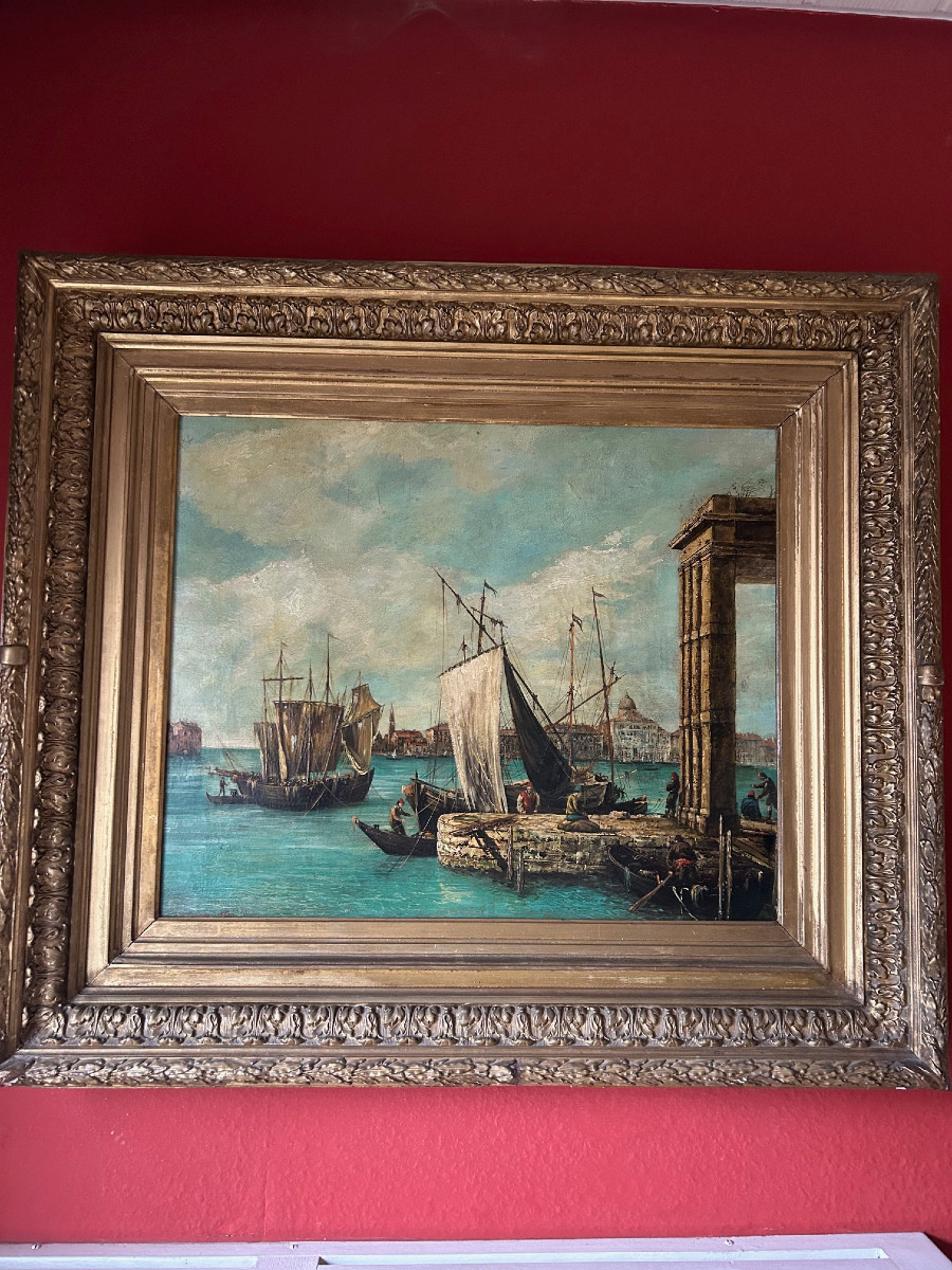 View Of Venice, Oil On Canvas, 19th Century-photo-2