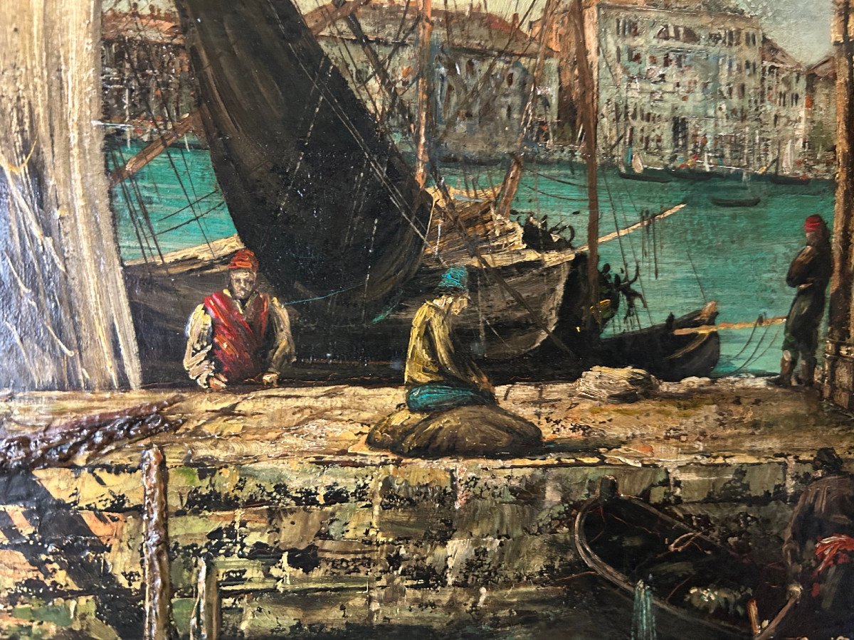 View Of Venice, Oil On Canvas, 19th Century-photo-6