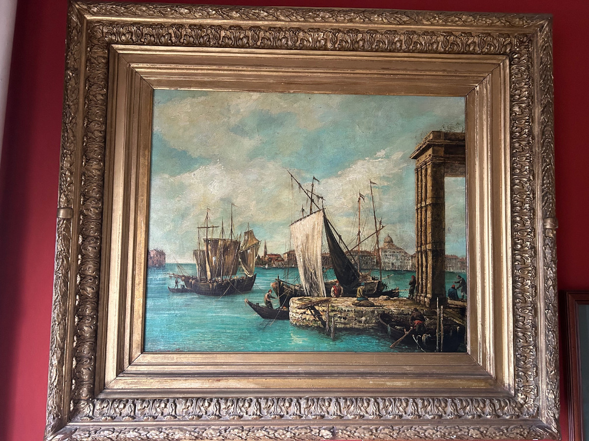 View Of Venice, Oil On Canvas, 19th Century