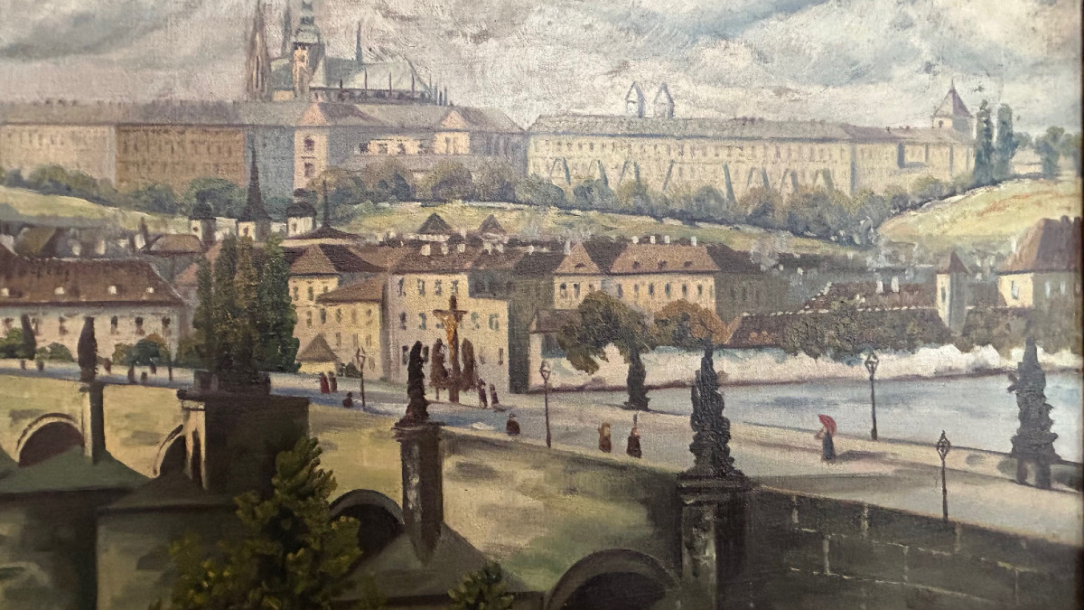 Vue de Prague avec le pont du Charles, XX-siécle-photo-4