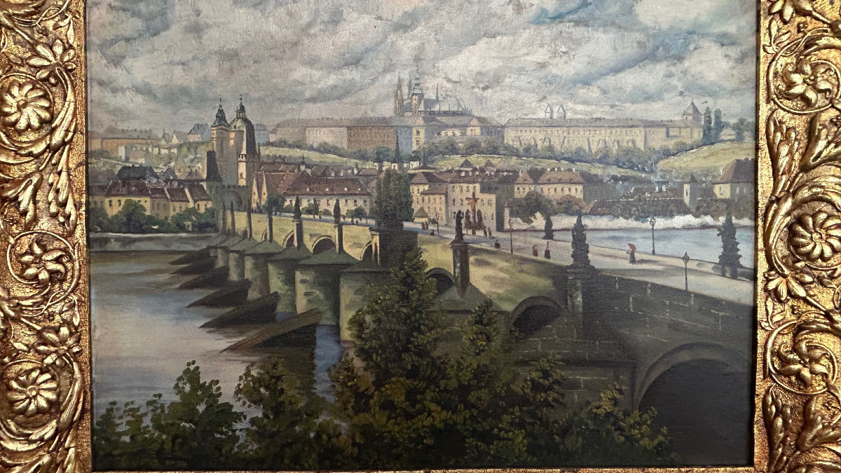 Vue de Prague avec le pont du Charles, XX-siécle-photo-3