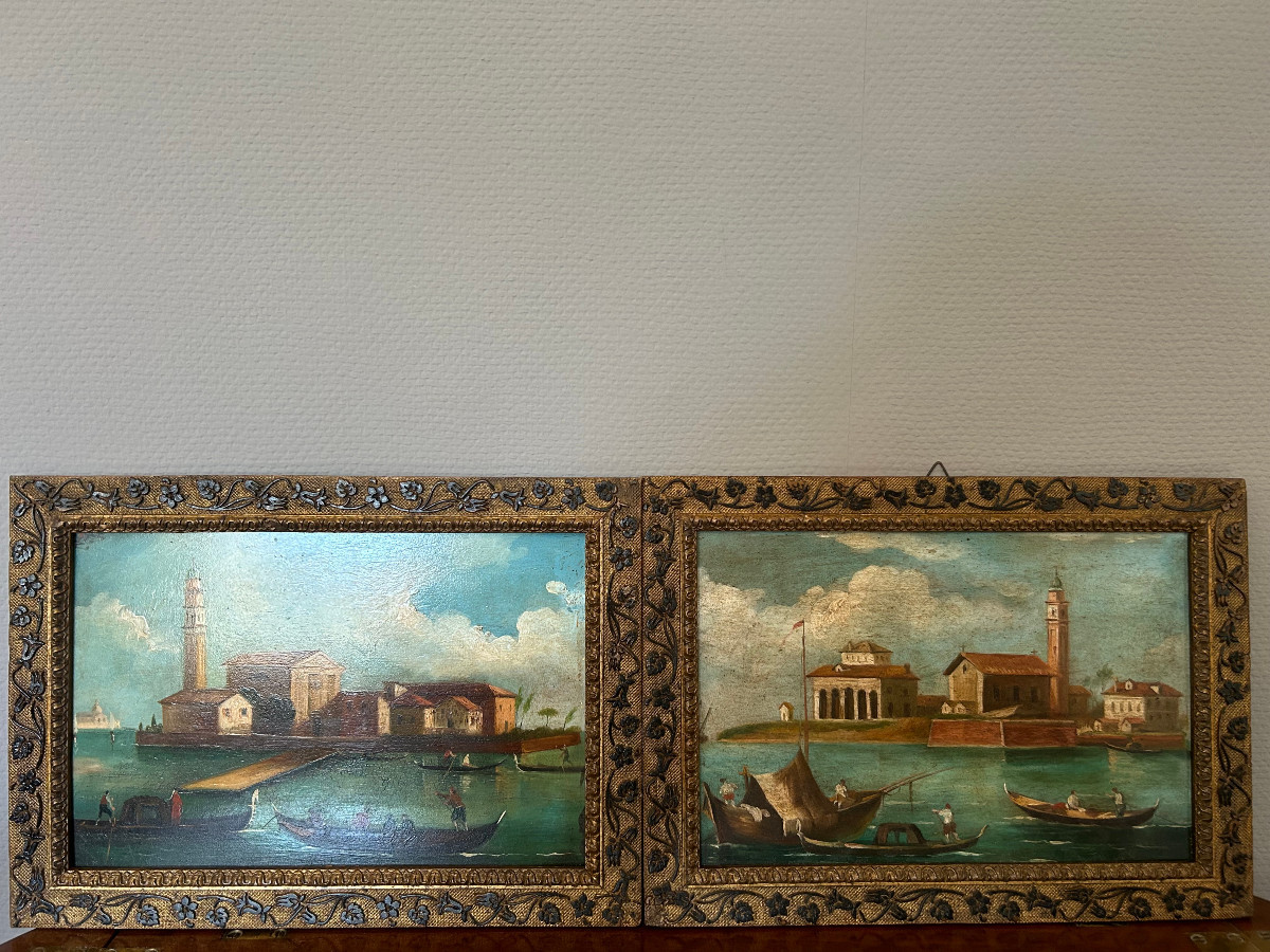 Un paire de petites Vues de Venise du XVIIIe siècle-photo-2