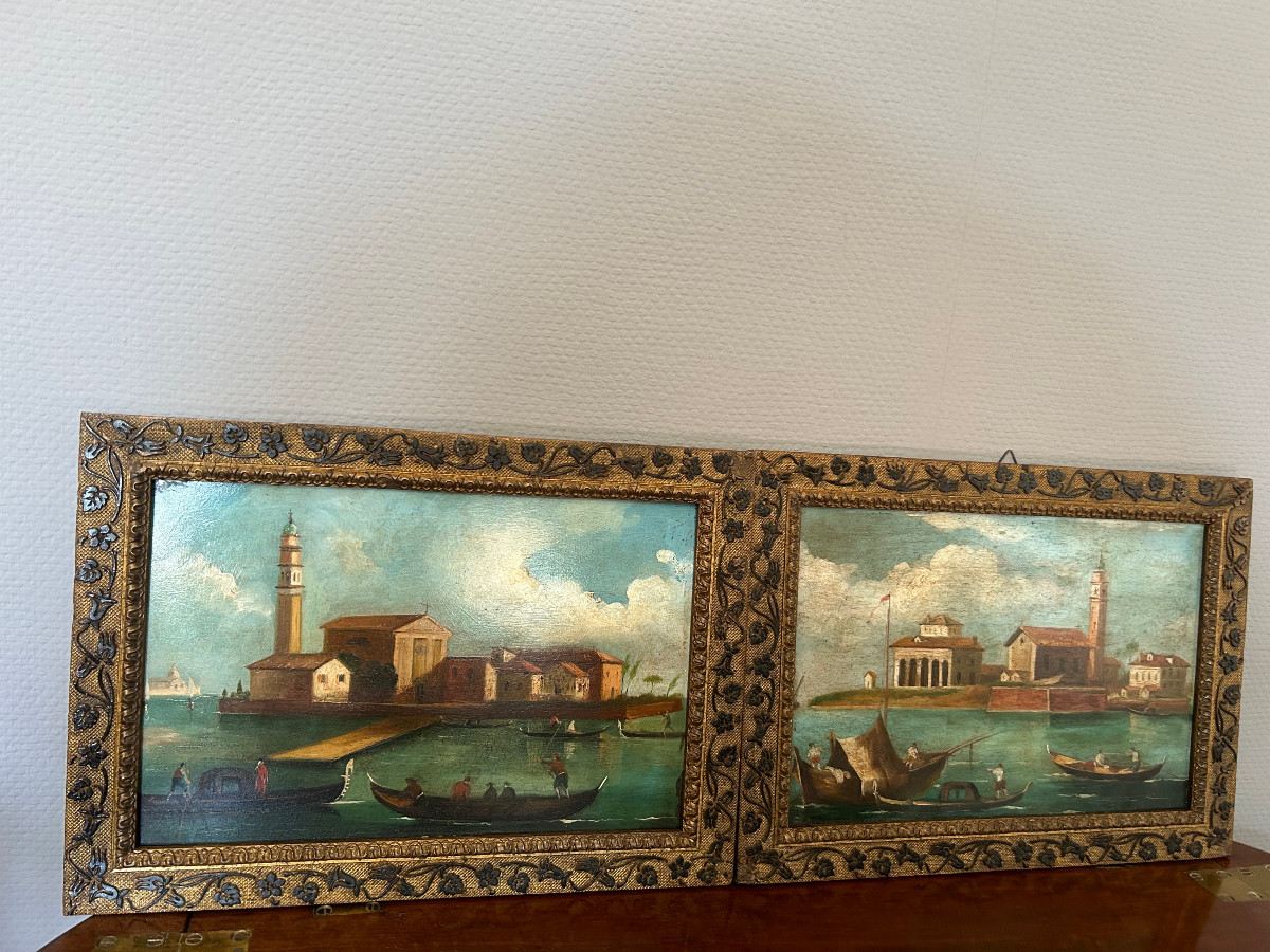 Un paire de petites Vues de Venise du XVIIIe siècle-photo-3