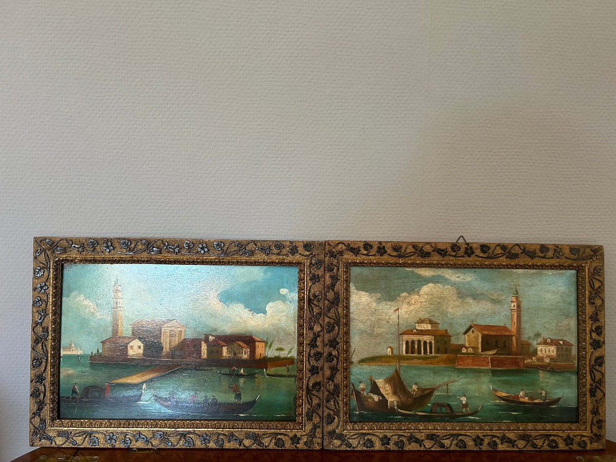 Un paire de petites Vues de Venise du XVIIIe siècle