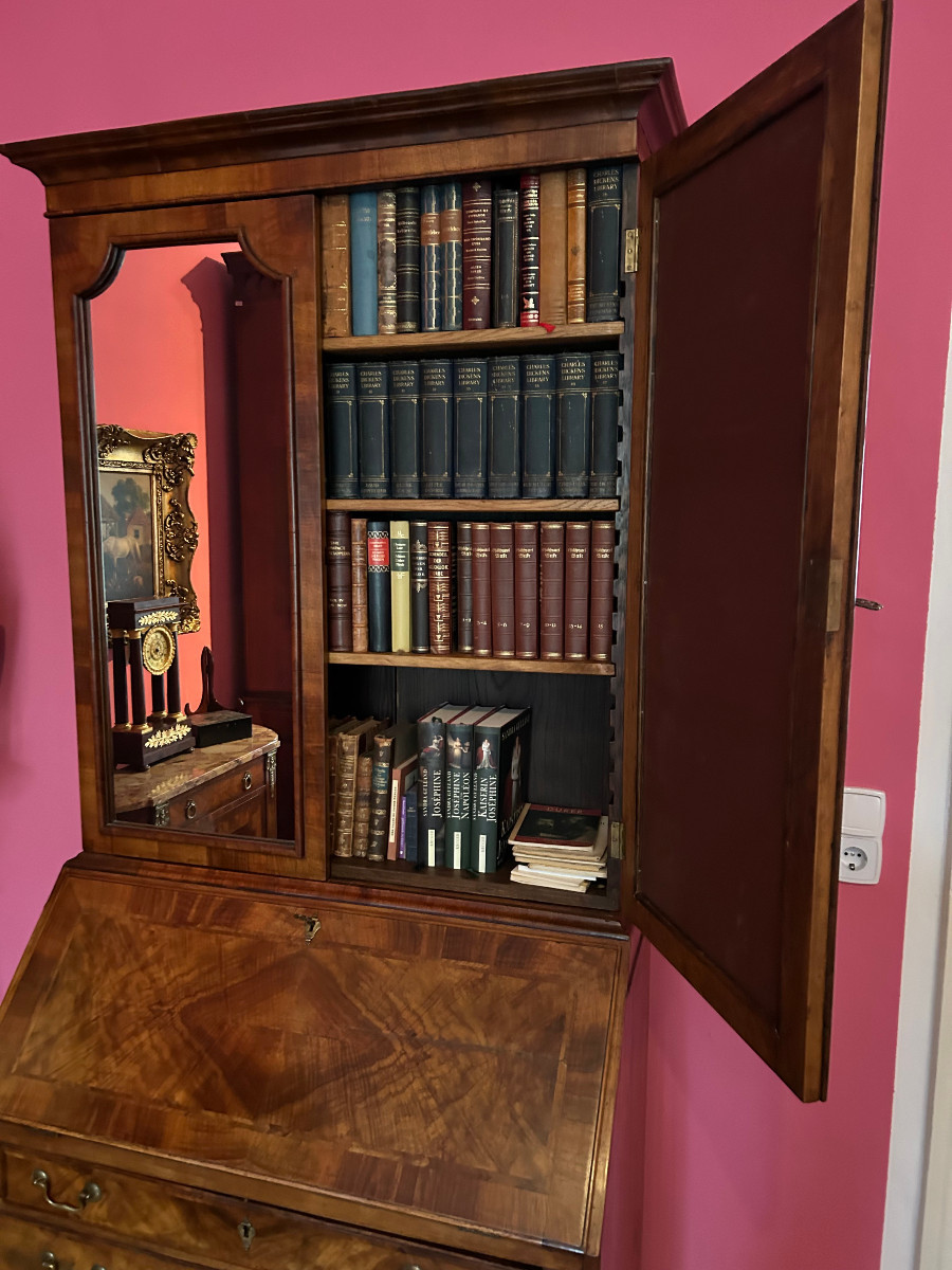 A Handsome Walnut Cabinet Secretary, George III Period, Circa 1790-photo-2