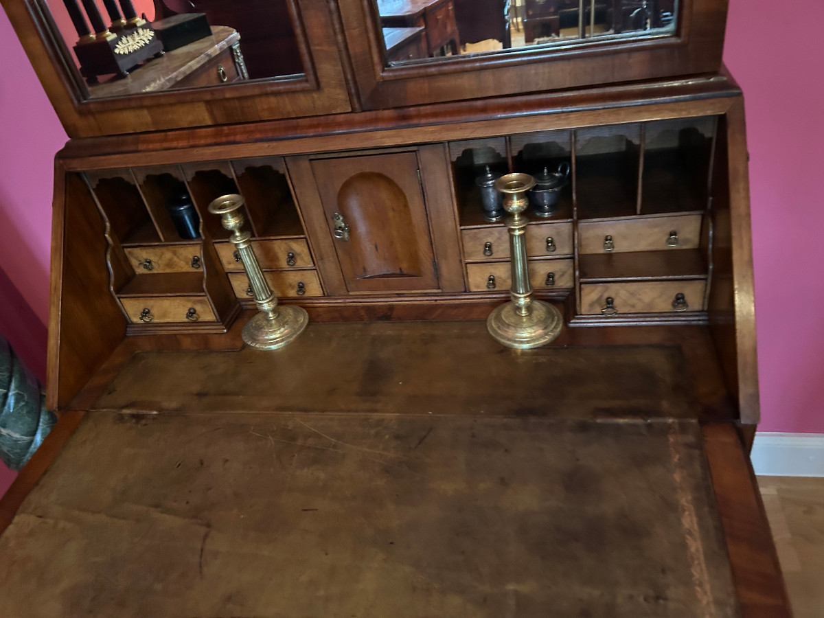 A Handsome Walnut Cabinet Secretary, George III Period, Circa 1790-photo-2