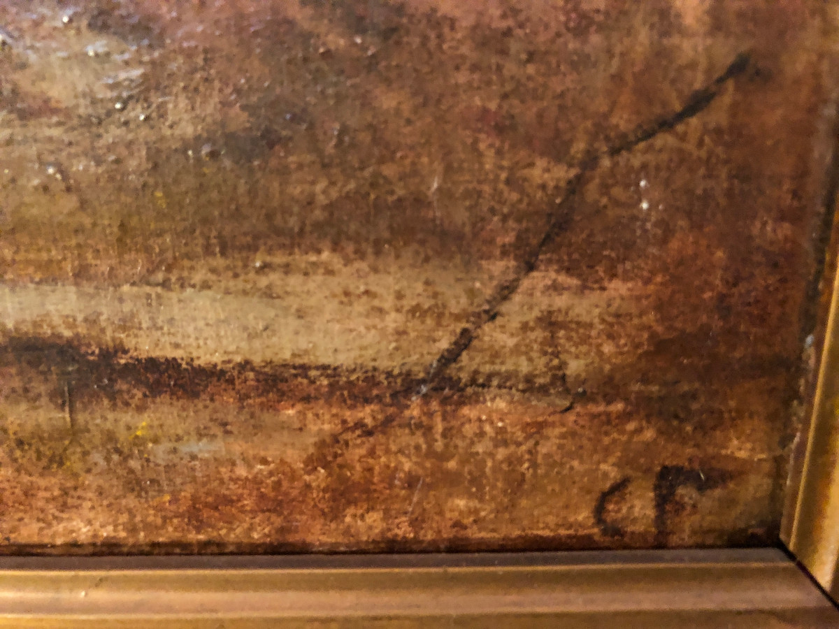 Une paire de peintures à l'huille anglaises avec des chiens de Chasse du 19éme siècle-photo-3