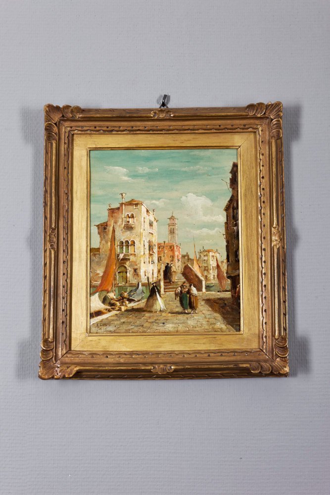 Une pair des petites vues de Venise, dans le style de Francesco Guardi, XIX-siécle-photo-3
