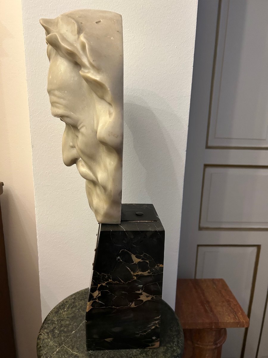 Rare buste de "GIUSEPPE VERDI" en mabre blanc, Art Deco-photo-3