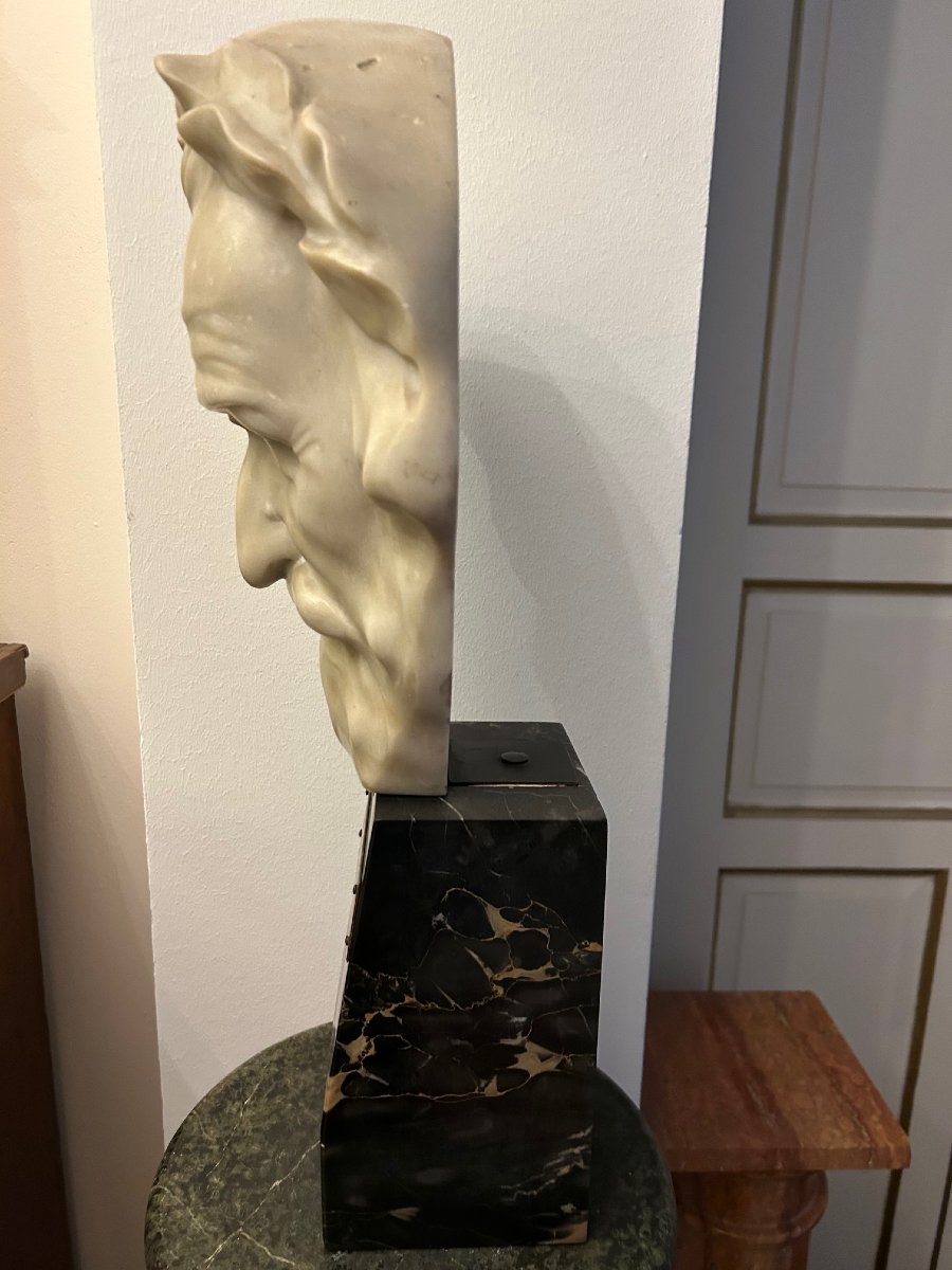 Rare buste de "GIUSEPPE VERDI" en mabre blanc, Art Deco-photo-2