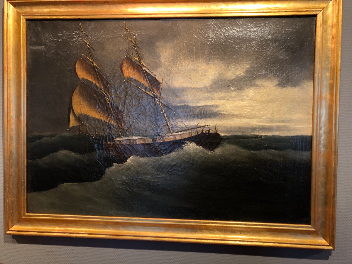 A Beautiful 19th-century Seascape In Oil-photo-2