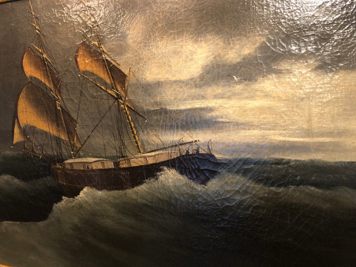 A Beautiful 19th-century Seascape In Oil-photo-4