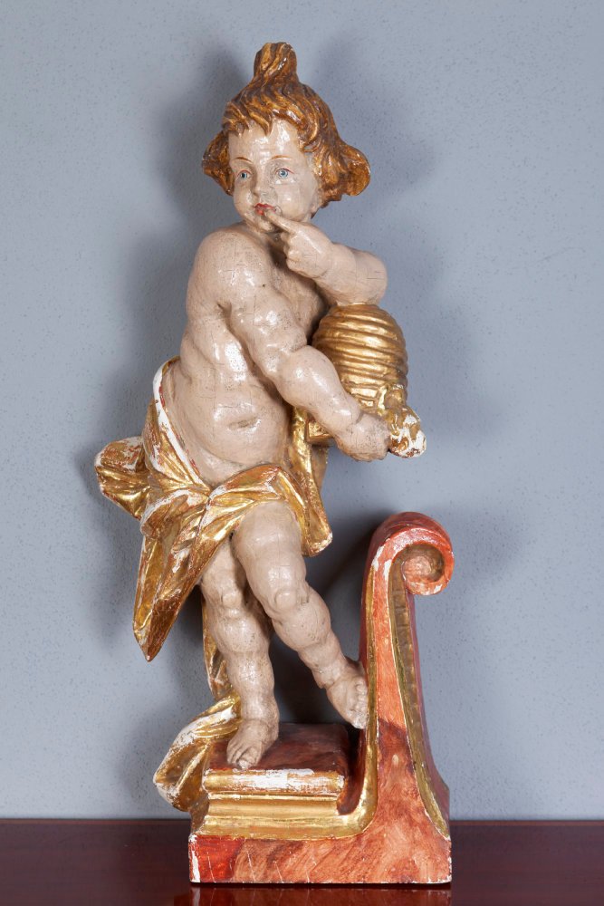 Statuette en bois sculpté d'un ange, XVII-siècle-photo-2