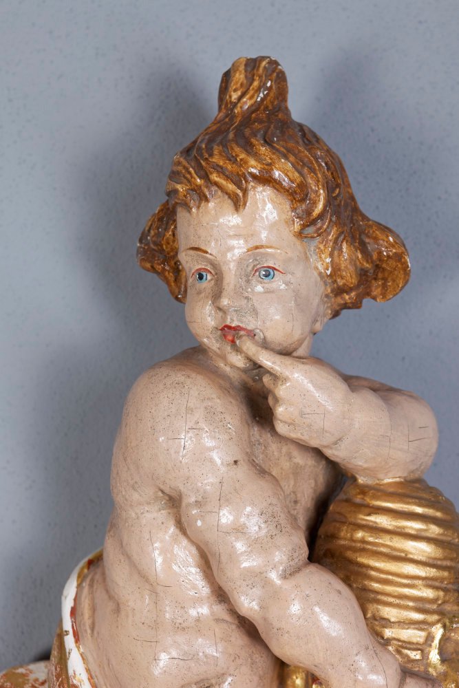 Statuette en bois sculpté d'un ange, XVII-siècle-photo-3