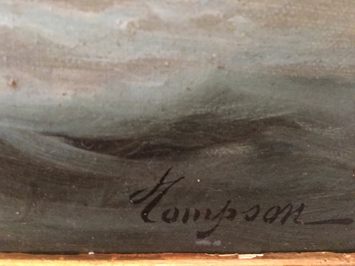 Marine Painting Depicting A Ship Leaving Port, 19th Century-photo-1
