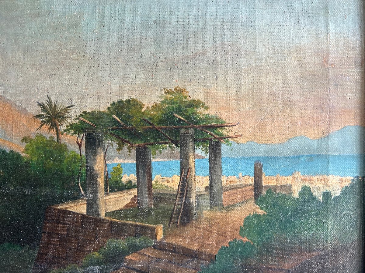 An Italian Landscape Depicting The Gulf Of Naples With Mount Vesuvius, 19th Century-photo-4